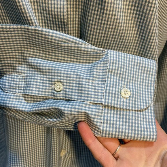 Brooks Blue & White Plaid Button Down Casual Shirt Men's Size 10 - Picture 5 of 5